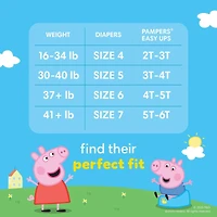 Sous-vêtements d’entraînement Pampers Easy Ups à l’effigie de Peppa Pig, taille 7 (5T/6T), 15 sous-vêtements