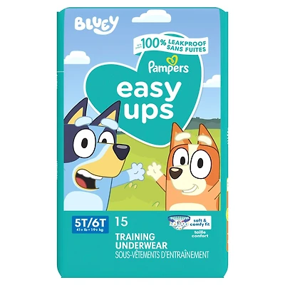 Sous-vêtements d’entraînement Pampers Easy Ups, taille 7 5T/6T, garçons, 15 sous-vêtements