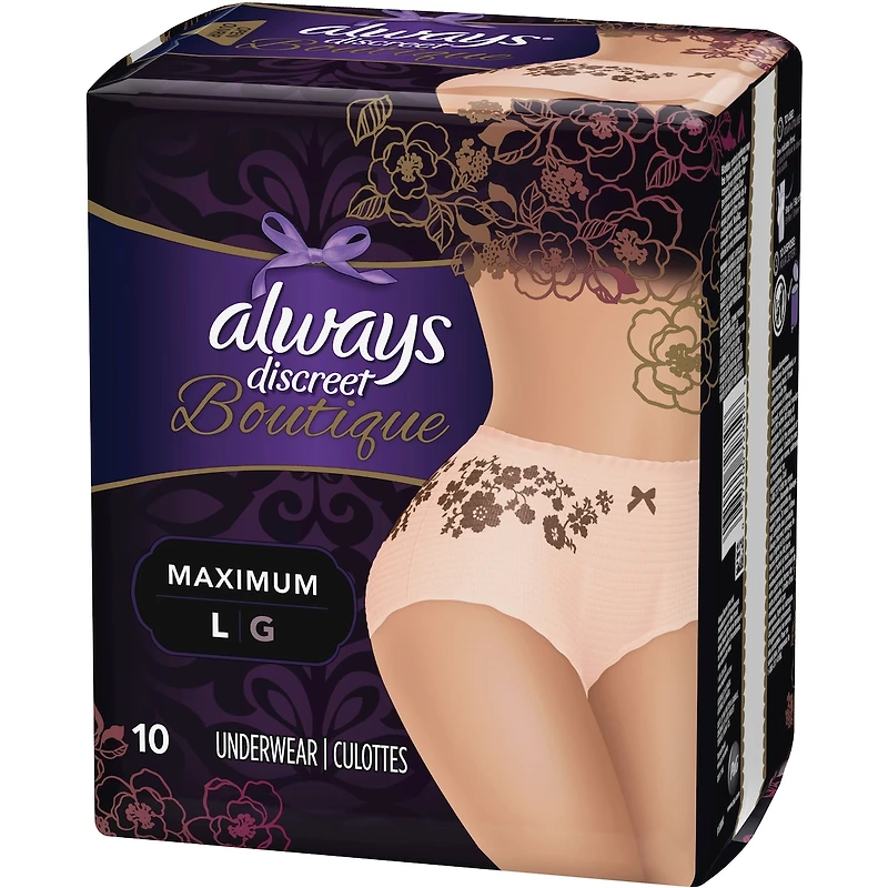 Incontinence and Postpartum Underwear for Women, Maximum Protection, L, Rosy