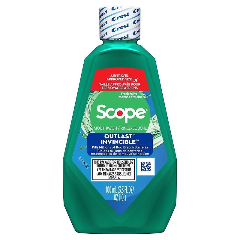 Crest Scope Outlast Mouthwash, Fresh Mint, 100mL
