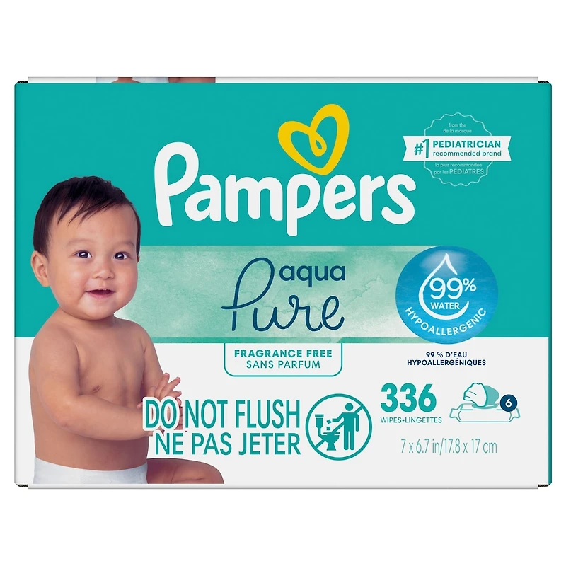 Aqua Pure Sensitive Baby Wipes 6X Pop-Top 336 Count