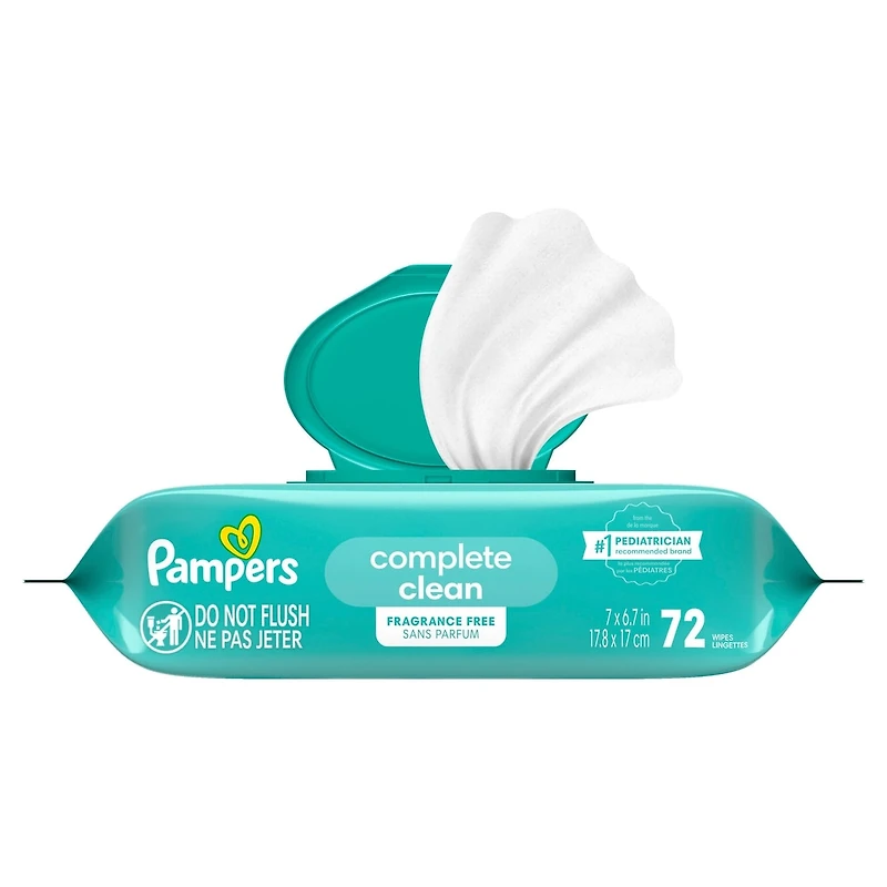 Pampers Baby Wipes Complete Clean Unscented 1X Pop-Top 72 Count