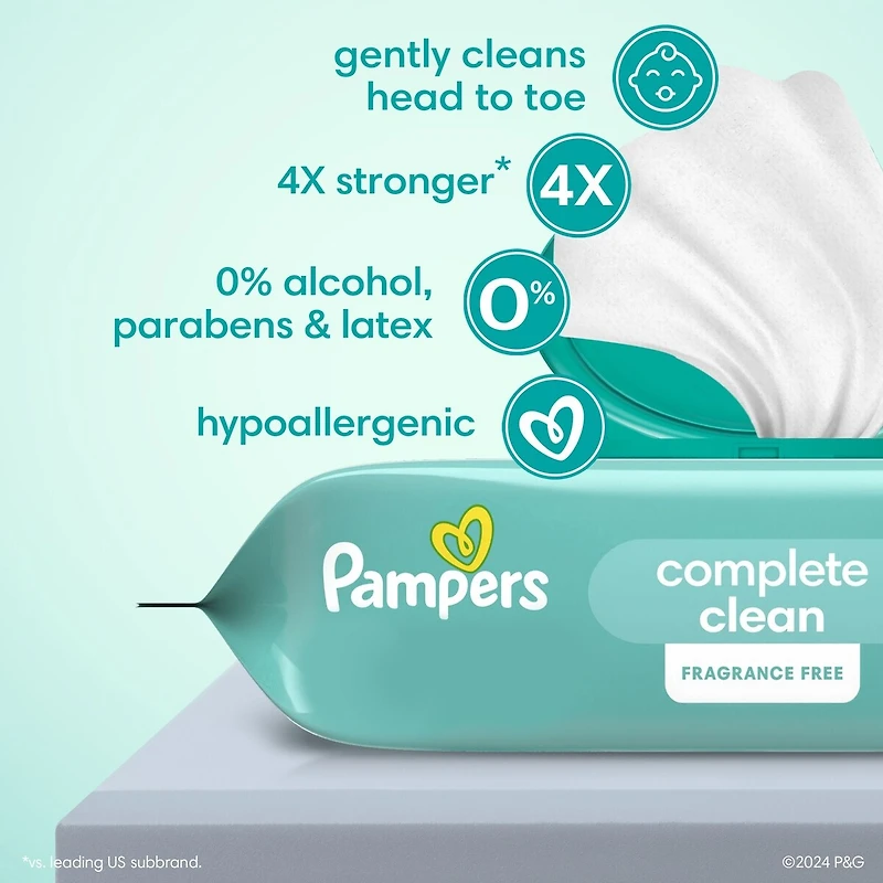 Pampers Baby Wipes Complete Clean Unscented 1X Pop-Top 72 Count
