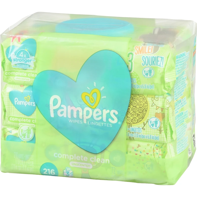 Pampers Baby Wipes Complete Clean Unscented 3X Pop-Top 216 Count