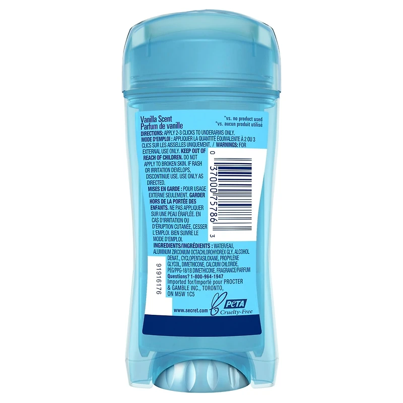 Antisudorifique et désodorisant gel clarté Secret, parfum Vanille, 73 g