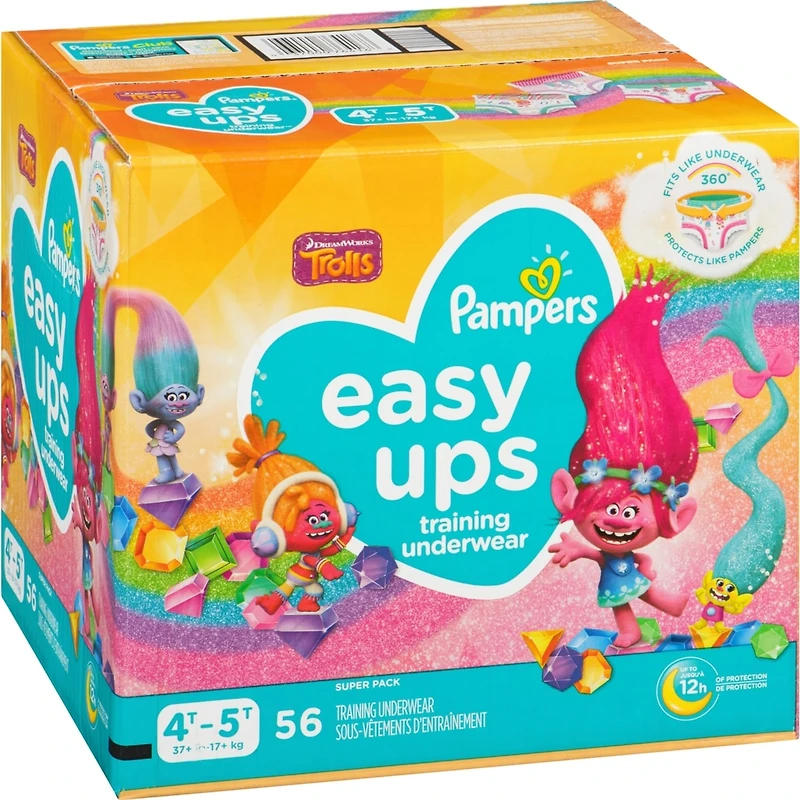 Pampers Easy Ups Training Underwear Girls Size 6 4T-5T 56 Count