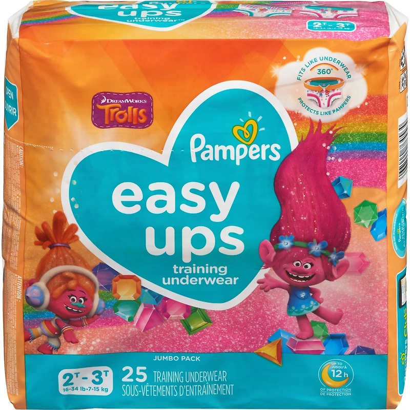 Pampers Easy Ups Training Underwear Girls Size 4 2T-3T 25 Count