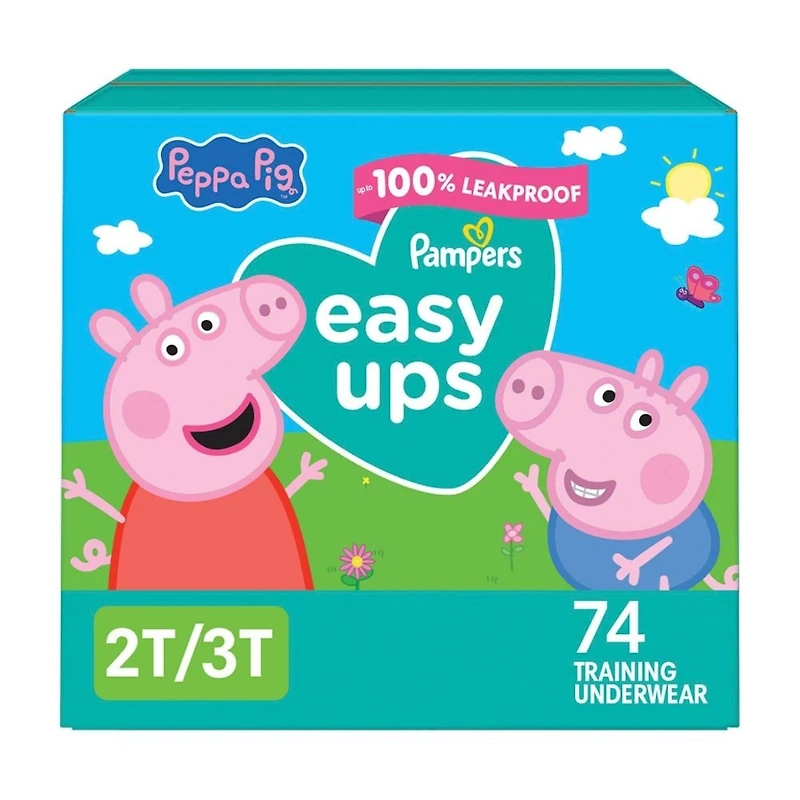 Sous-vêtements d’entraînement Pampers Easy Ups, taille 4 2T/3T, filles, 74 sous-vêtements