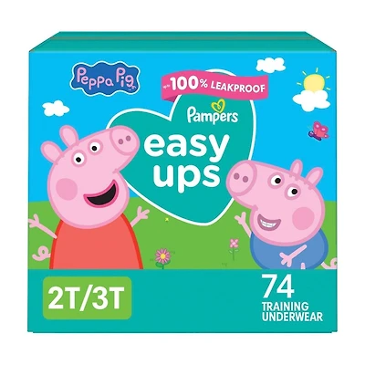 Sous-vêtements d’entraînement Pampers Easy Ups, taille 4 2T/3T, filles, 74 sous-vêtements
