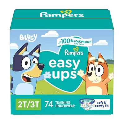Sous-vêtements d’entraînement Pampers Easy Ups, taille 4 2T/3T, garçons, 74 sous-vêtements