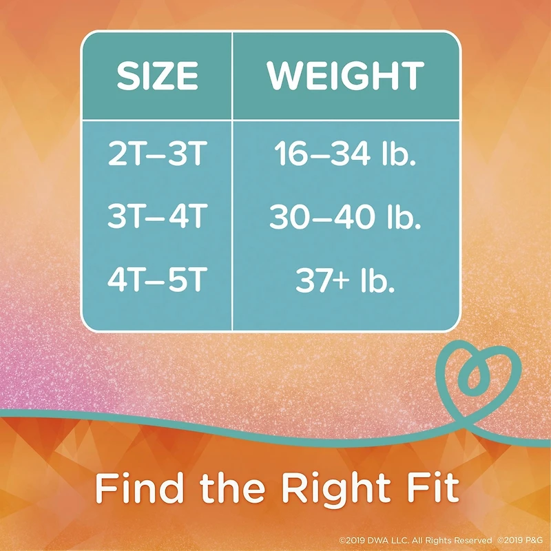 Sous-vêtements d’entraînement Pampers Easy Ups, taille 5 3T/4T, filles, 66 sous-vêtements