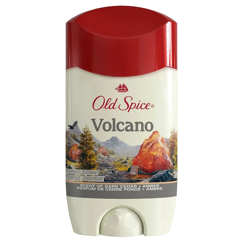 Antisudorifique et désodorisant invisible en bâton Old Spice Volcano pour hommes avec parfum de charbon de bois inspiré de la nature, 73 g
