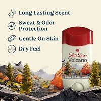 Antisudorifique et désodorisant invisible en bâton Old Spice Volcano pour hommes avec parfum de charbon de bois inspiré de la nature, 73 g