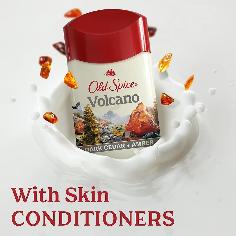 Antisudorifique et désodorisant invisible en bâton Old Spice Volcano pour hommes avec parfum de charbon de bois inspiré de la nature, 73 g