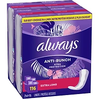 Protège-dessous quotidiens Always Anti-Bunch Xtra Protection, non parfumés, longs