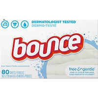 Free & Gentle Fabric Softener Dryer Sheets, 80 Sheets