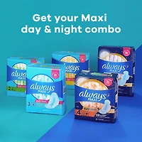 Serviettes Maxi, de nuit, avec ailes, taille 4, non parfumées