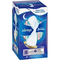 Always Infinity FlexFoam Pads for Women Size 5 Extra Heavy Overnight Absorbency, Up to 12 hours Zero Leaks, Zero Feel Protection, with Wings Unscented