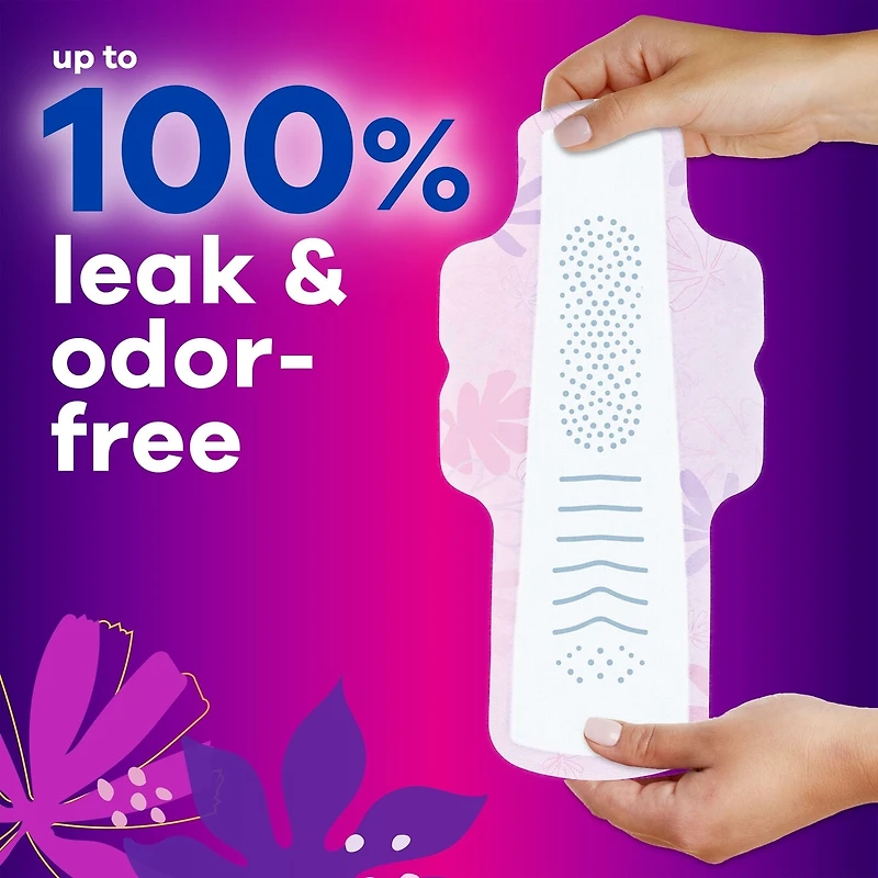 Serviettes Always Radiant FlexFoam, taille 5, de nuit, flux très abondant, protection sans fuites ni odeurs à 100 %, avec ailes, parfumées, 18 u