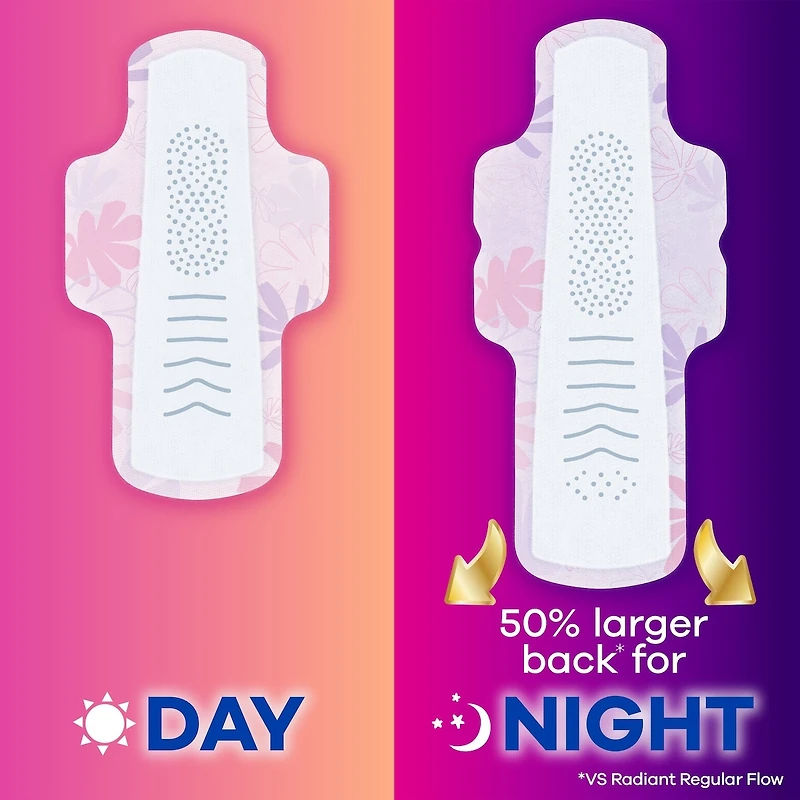 Serviettes Always Radiant FlexFoam, taille 5, de nuit, flux très abondant, protection sans fuites ni odeurs à 100 %, avec ailes, parfumées, 18 u