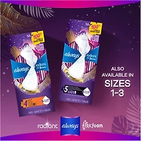 Serviettes Always Radiant FlexFoam, taille 5, de nuit, flux très abondant, protection sans fuites ni odeurs à 100 %, avec ailes, parfumées, 18 u