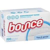 Free & Gentle Dryer Sheets, 200 Sheets, Unscented Fabric Softener Sheets, Hypoallergenic and Dermatologist Tested