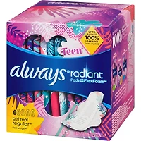 Serviettes Radiant Flexfoam pour adolescentes, degré d’absorption régulier, ailes, 14 u