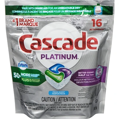 Platinum ActionPacs, Dishwasher Detergent, Fresh Scent, 16 count