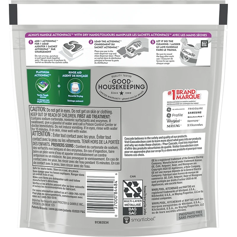 Platinum ActionPacs, Dishwasher Detergent, Fresh Scent, 16 count