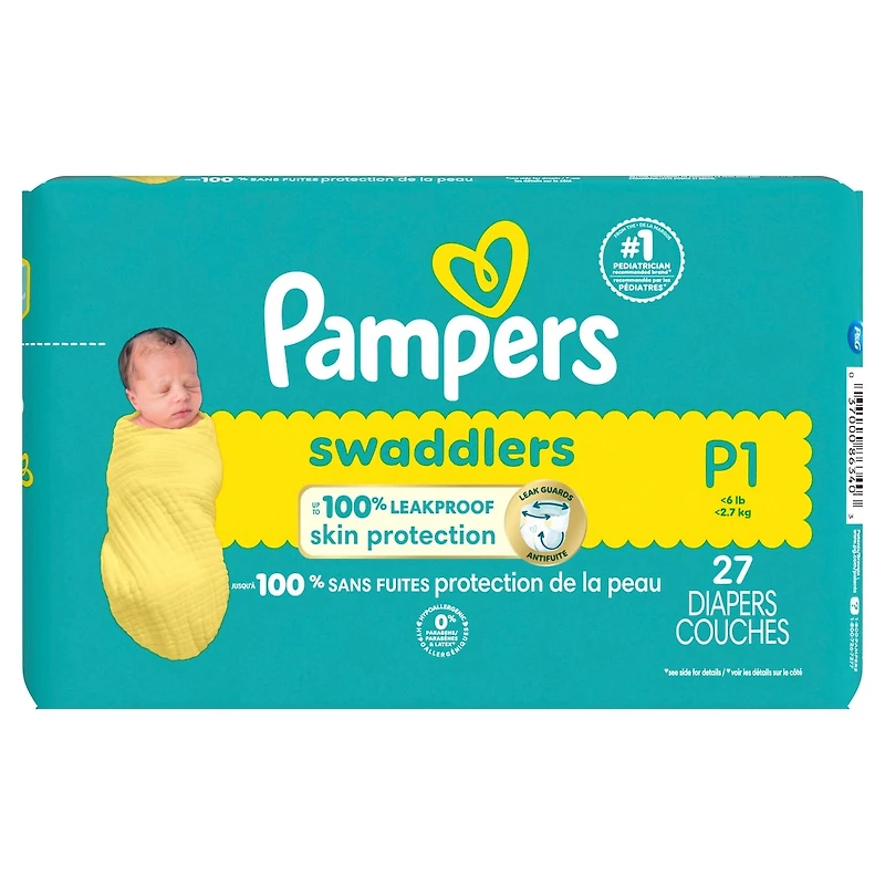 Pampers Swaddlers Preemie Diapers Size P-1 27 count
