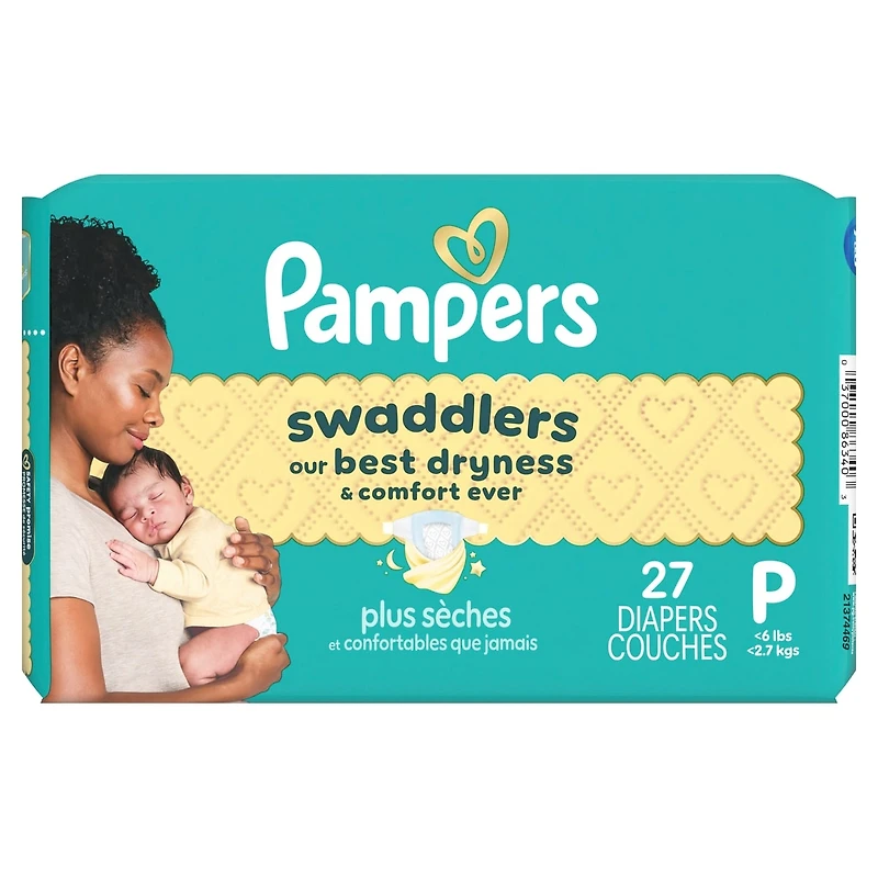 Couches pour prématurés Pampers Swaddlers, taille P-1, 27 couches