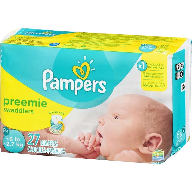 Pampers Swaddlers Preemie Diapers Size P-1 27 count