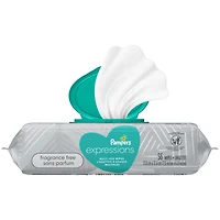 PAMPERS EXPRESSIONS– Etui souple – LINGETTES POUR BEBES non parfumees – 3X 4/168 lingettes