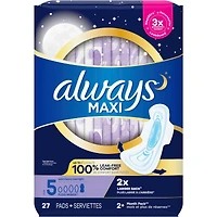 Always Maxi Pads Size Overnight Absorbency Unscented with Wings