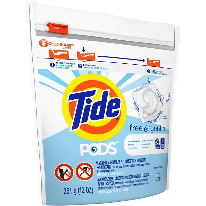 Capsules de dÃ©tergent Ã  lessive liquide Pods Free & Gentle, 16Â capsules
