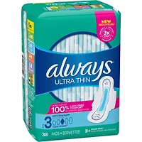 Serviettes Always Ultra Thin, extra longues Super avec ailes, taille 3, non parfumées