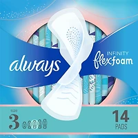 Serviettes hygiéniques ALWAYS Infinity, flux très abondant avec ailes, taille 3, non parfumées, 14 serviettes