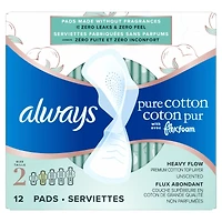 Always Pure Cotton with FlexFoam Pads Size 2, 12 Count