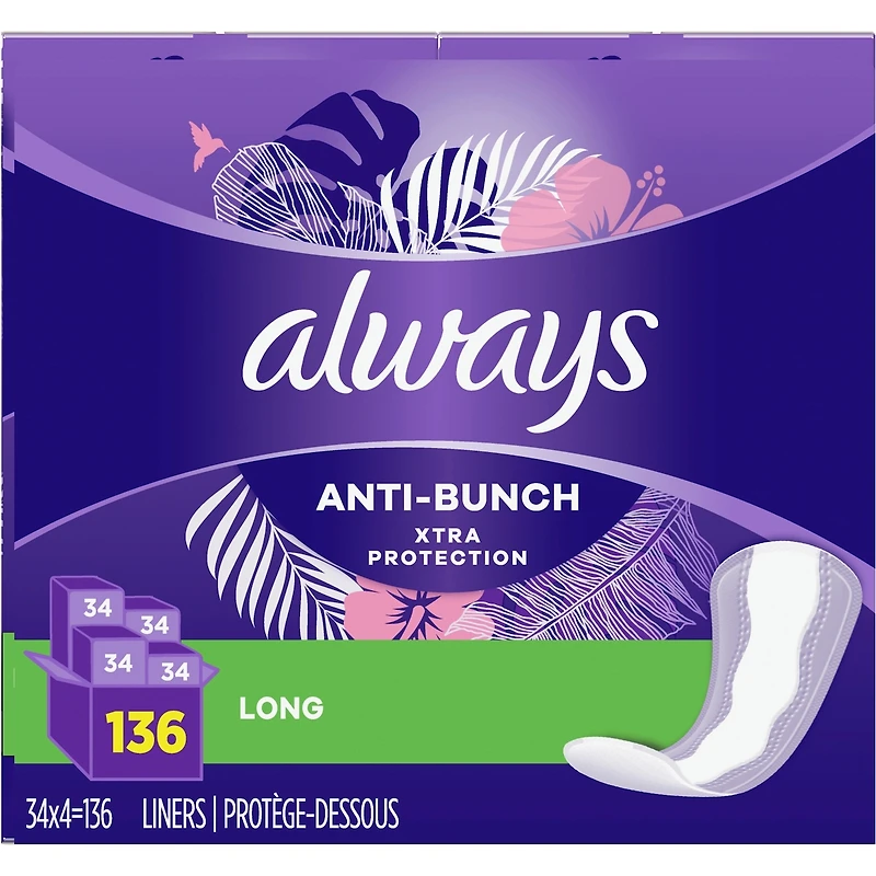 Protège-dessous quotidiens Always Anti-Bunch Xtra Protection, non parfumés, longs