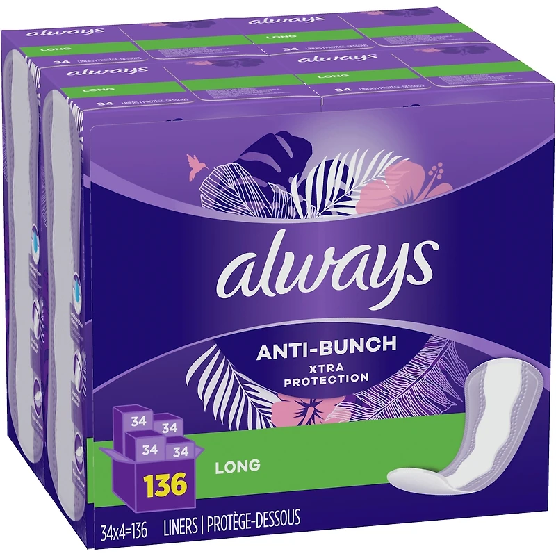Protège-dessous quotidiens Always Anti-Bunch Xtra Protection, non parfumés, longs