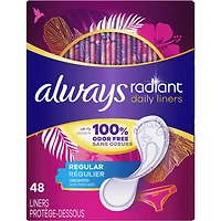 Protège-dessous quotidiens Radiant, degré d’absorption régulier, non parfumés, 48 unités