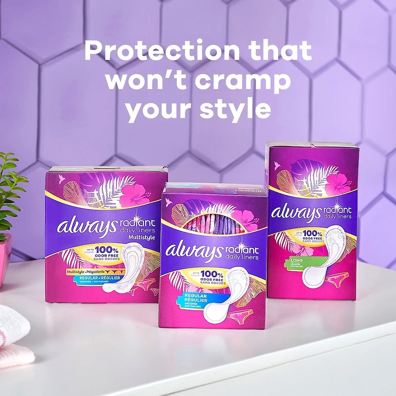 Radiant Daily Liners Regular Absorbency Unscented, 48 Count