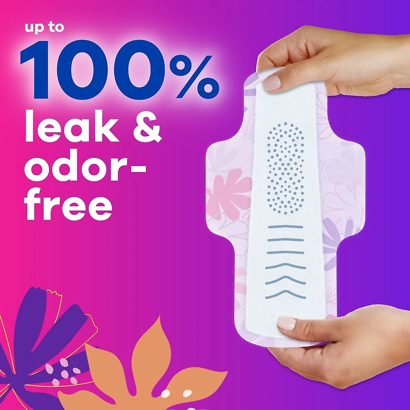 Radiant FlexFoam Pads for Women Size 1, Regular Absorbency, 100% Leak & Odor Free Protection is possible, with Wings, Scented, 30 Count