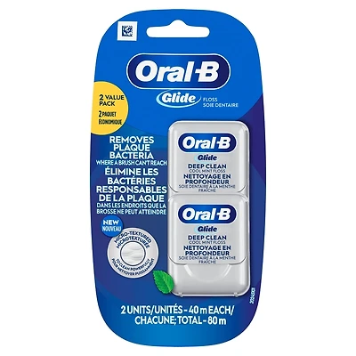 Soie dentaire Oral-B Glide Pro-Santé Nettoyage en profondeur Menthe fraîche, 40 m, emballage de 2