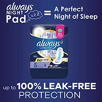 Serviettes Always Ultra Thin, de nuit, flux très abondant, avec ailes Flexi-Wings, taille 5, non parfumées