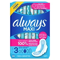 Always Maxi Pads Size 3 Extra Long Super Absorbency Unscented with Wings