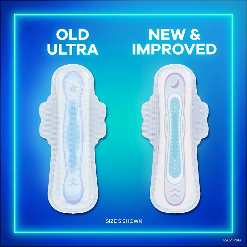 Always Ultra Thin Pads Size 4 Overnight Absorbency Unscented with Wings