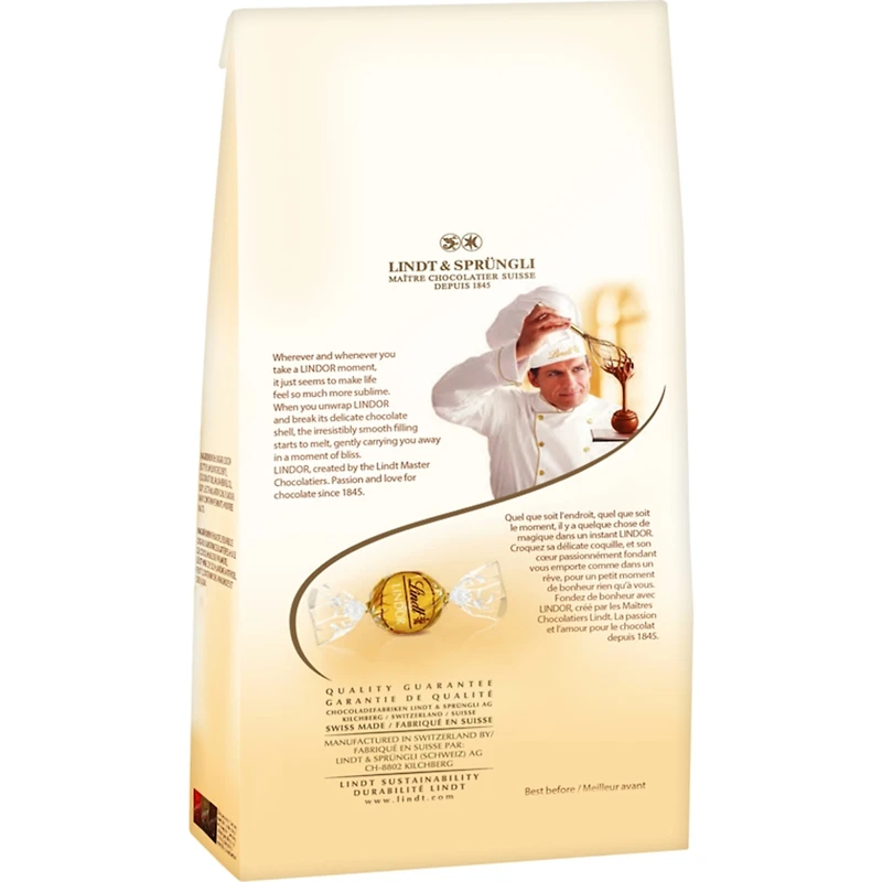 LINDOR White Chocolate Truffles, Bag