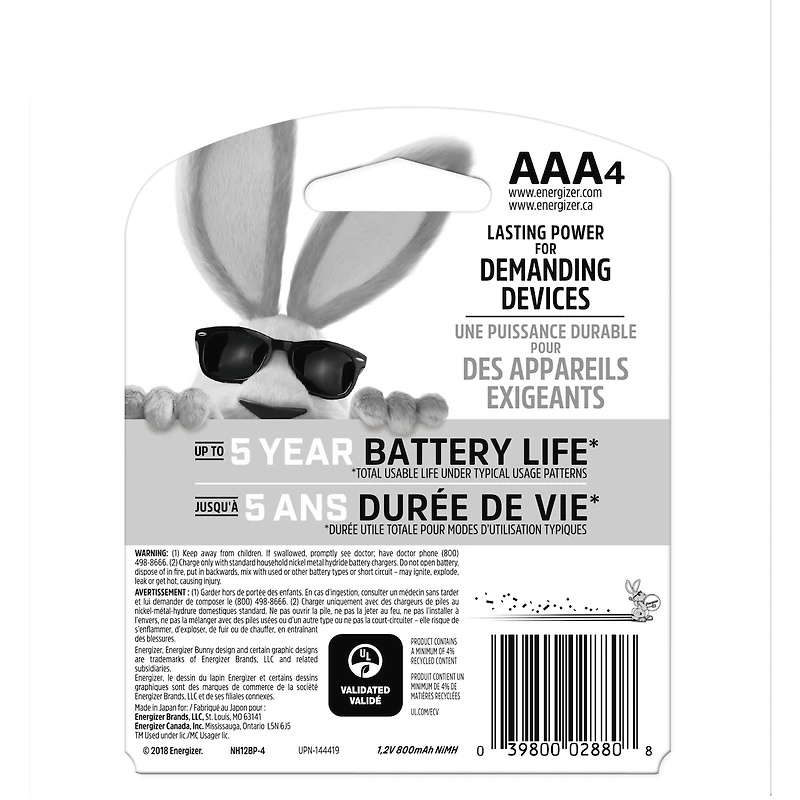 Chargeur de piles Plus Energizer Avec Piles rechargeables Energizer AAA