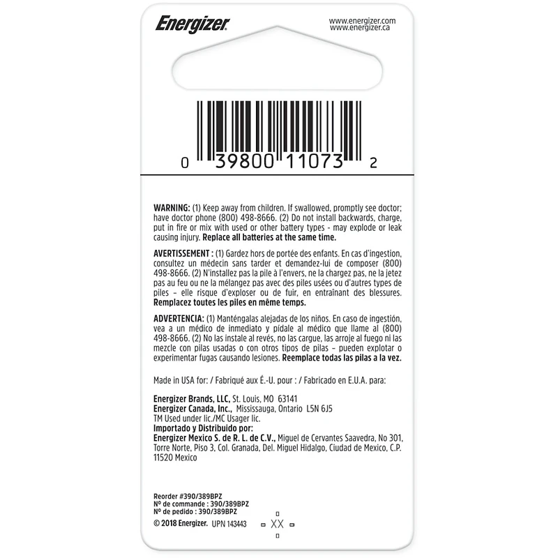 Pile miniature Energizer  l’oxyde d’argent